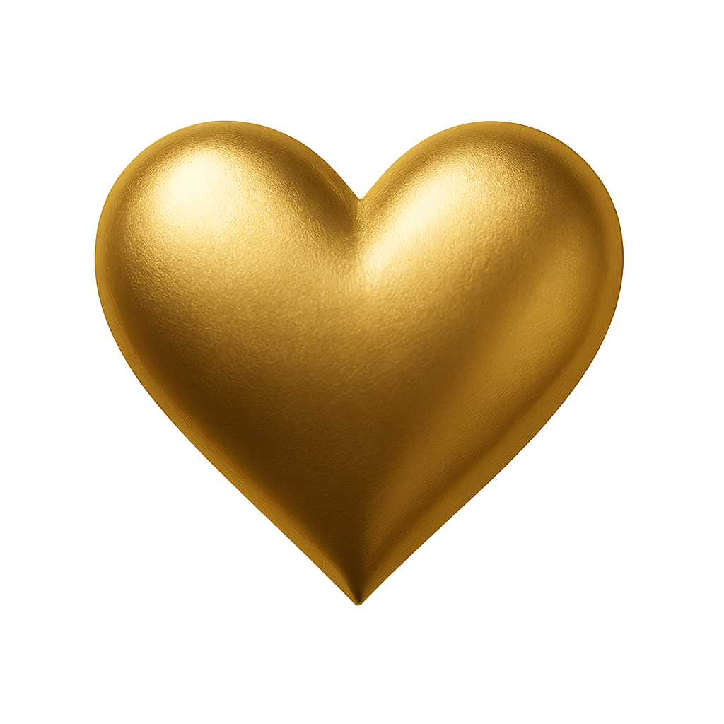 golden heart with transparent background